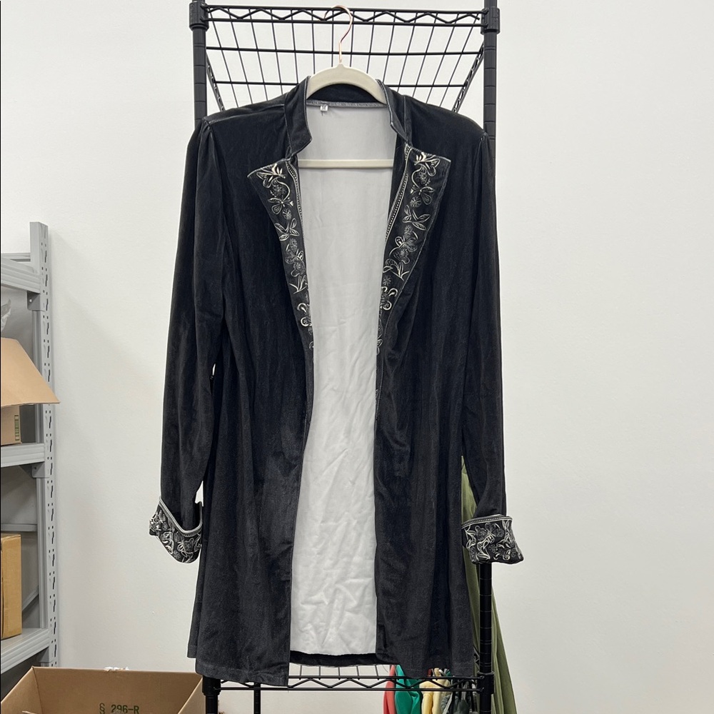 Black Embroidered Long Jacket